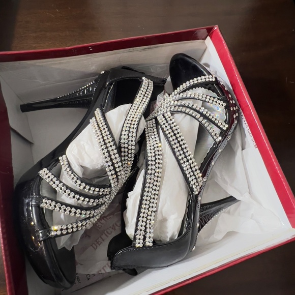 Delicacy Black heels with bling bling - Picture 7 of 8